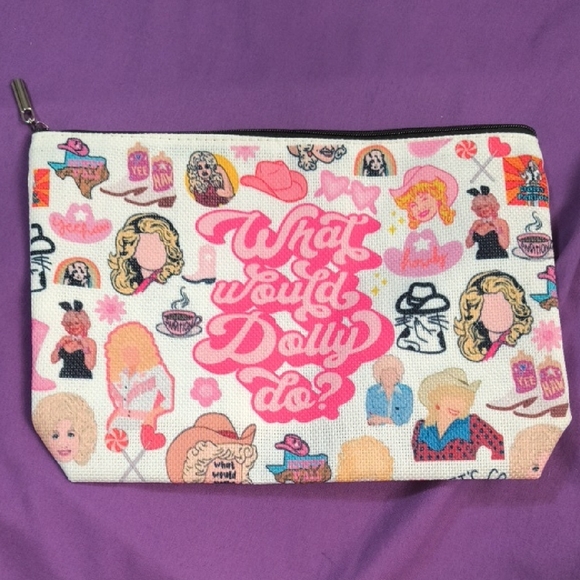 Handbags - Novelty Pink Graphic Cosmetic Pouch - 'What Would Dolly Do?'